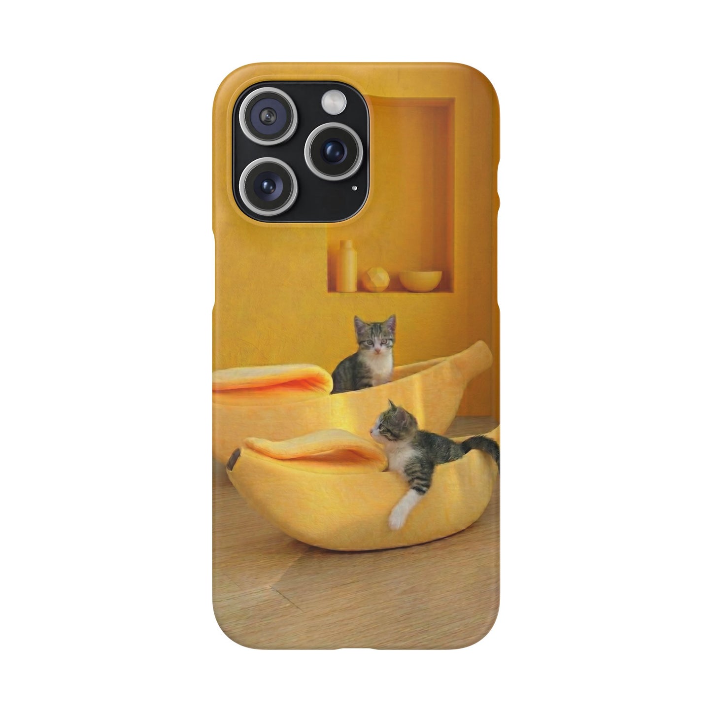 Cat Cozy Phone Case – Cute Kittens in Yellow Living Room Snap Case