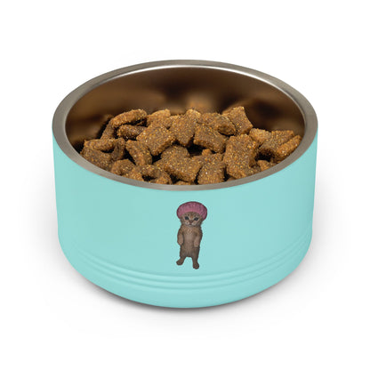 Cute Kitten in with Pink Shower Cap Stainless Steel Pet Bowl 18oz
