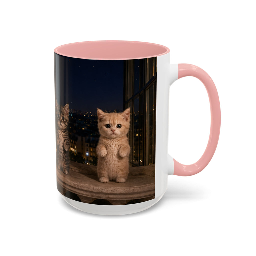 Paris Kittens Coffee Mug — Cute Cat Nightscape Accent Mug (11/15 oz)