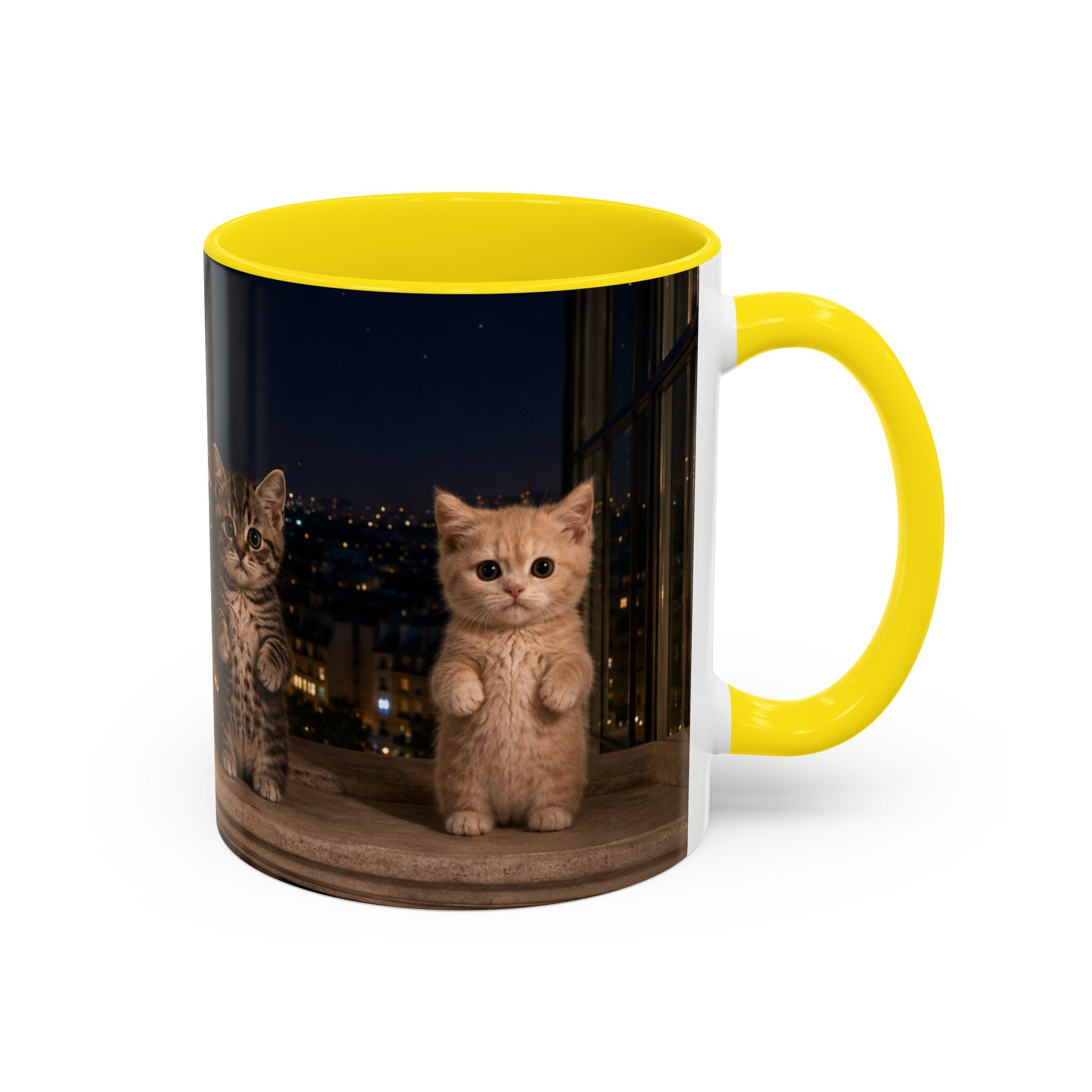 Paris Kittens Coffee Mug — Cute Cat Nightscape Accent Mug (11/15 oz)