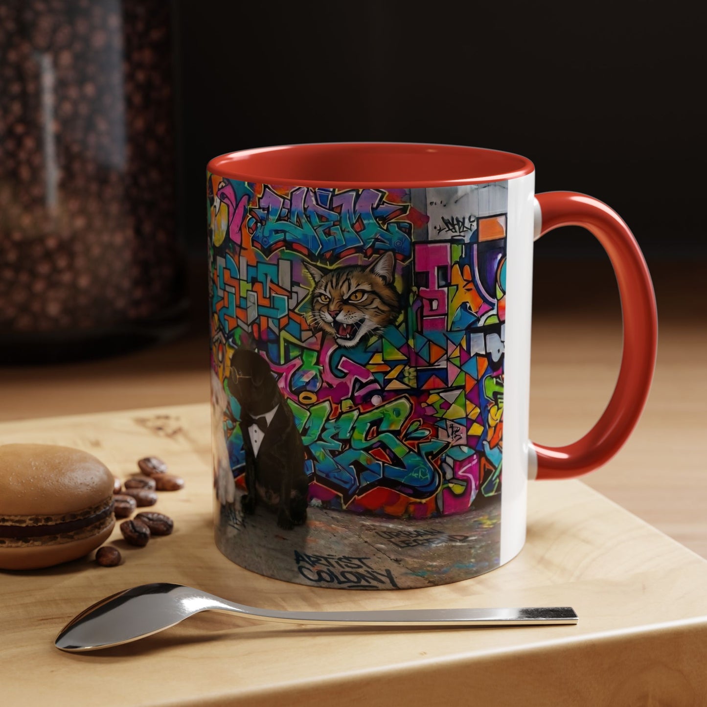 Graffiti Pets Coffee Mug — Colorful Street Art Dog & Cat Accent Mug (11/15oz)