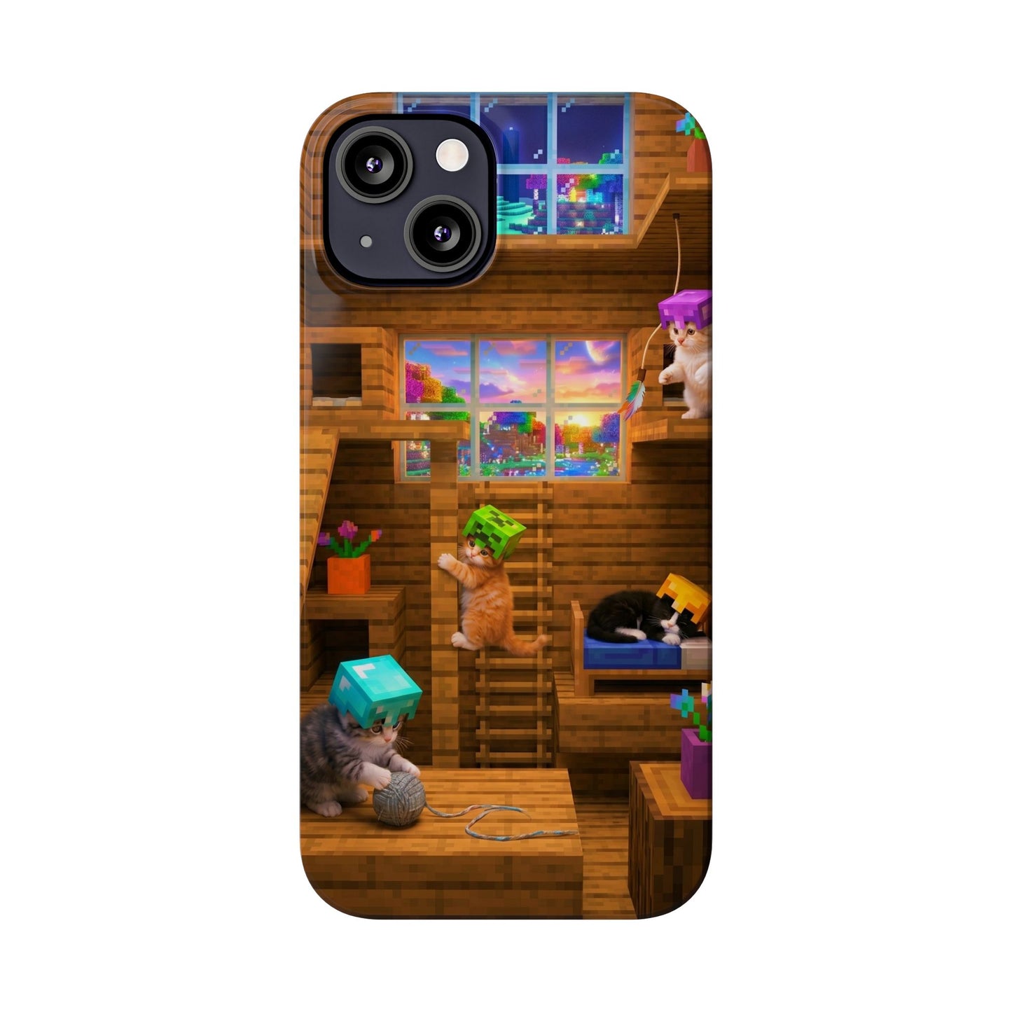 Minecraft Cozy Treehouse Slim Phone Case — Gamer Pixel Cabin Design