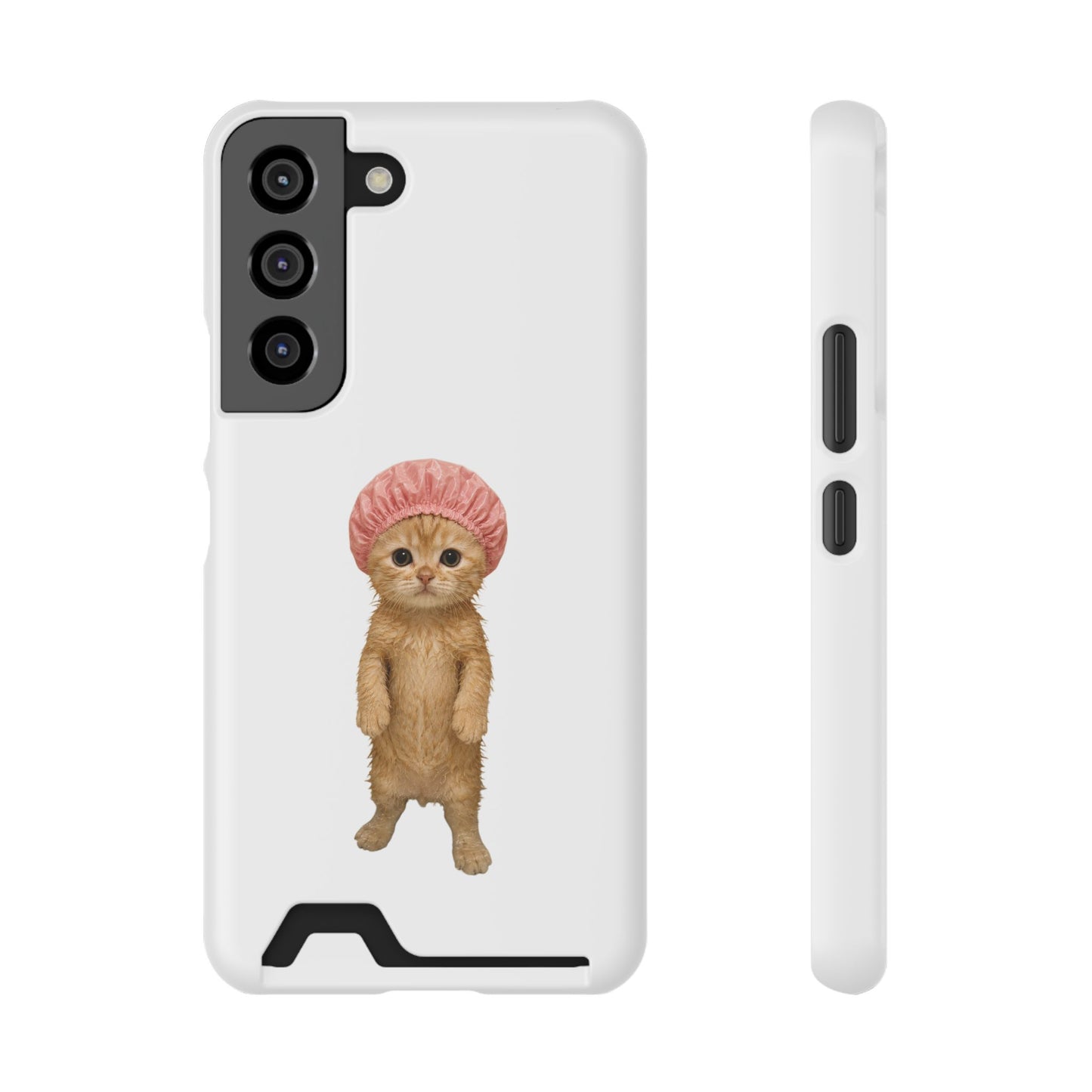 Cute Cat Shower Cap Phone Card Case