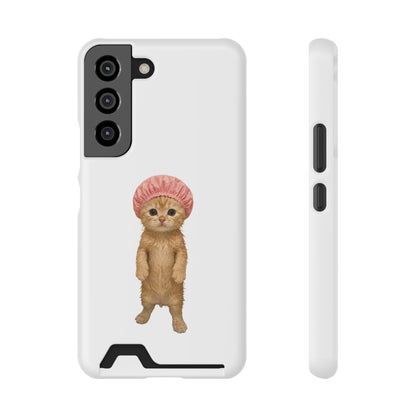 Cute Cat Shower Cap Phone Card Case