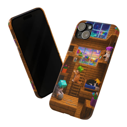 Minecraft Cozy Treehouse Slim Phone Case — Gamer Pixel Cabin Design