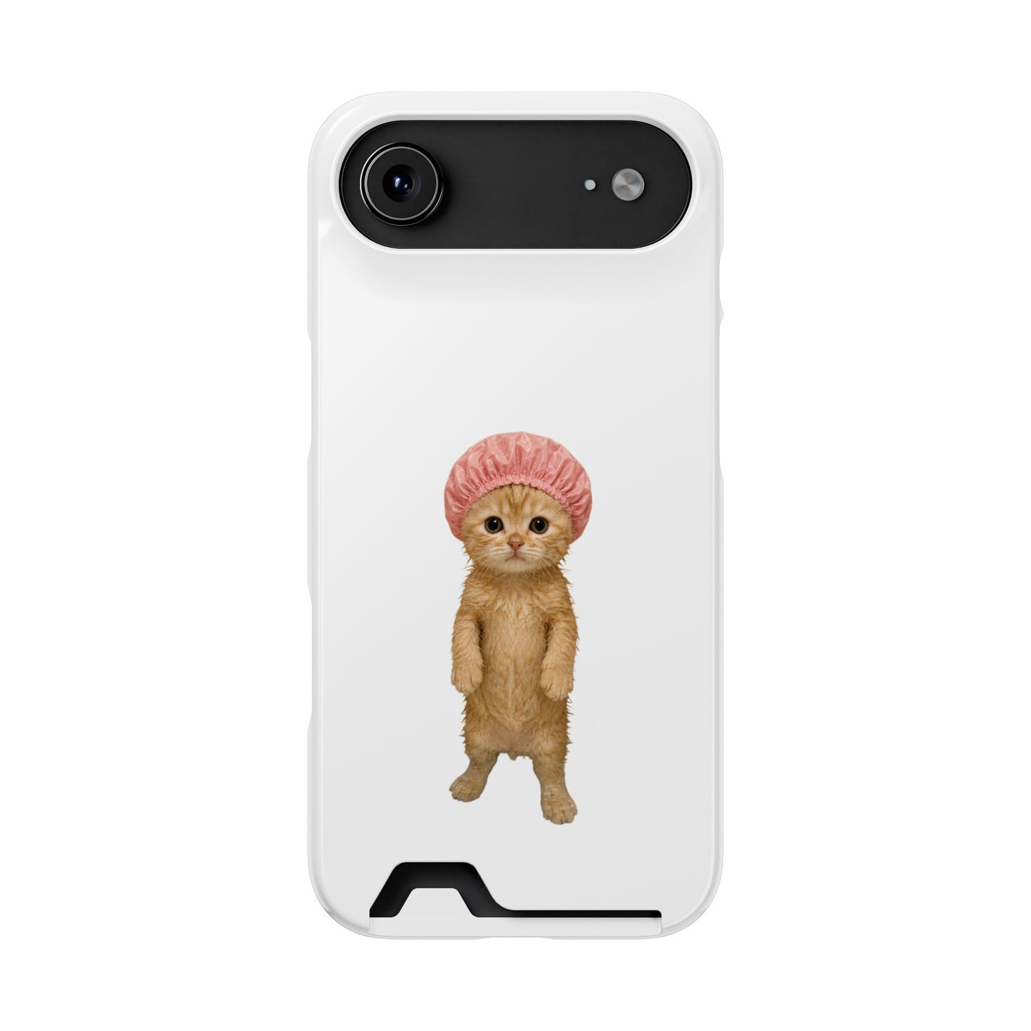 Cute Cat Shower Cap Phone Card Case
