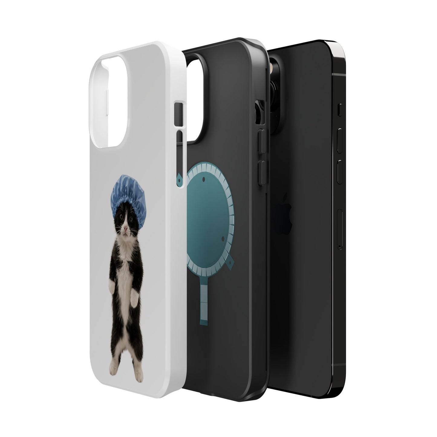 Cute Cat in Shower Cap Magnetic Impact-Resistant Phone Case