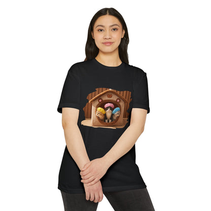 Cute Birdhouse T-Shirt — Three Cartoon Birds in Nest