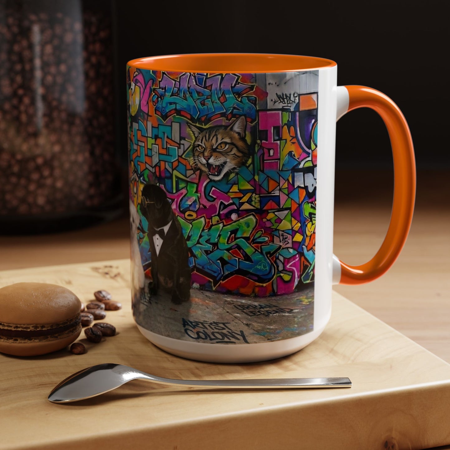 Graffiti Pets Coffee Mug — Colorful Street Art Dog & Cat Accent Mug (11/15oz)