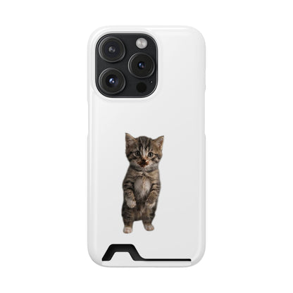 Cute Standing Kitten Phone Case with Card Holder