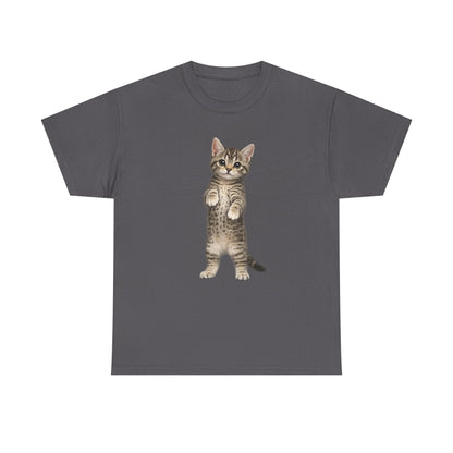 Standing Tabby Kitten T-Shirt — Cute Cat Graphic Tee for Cat Lovers