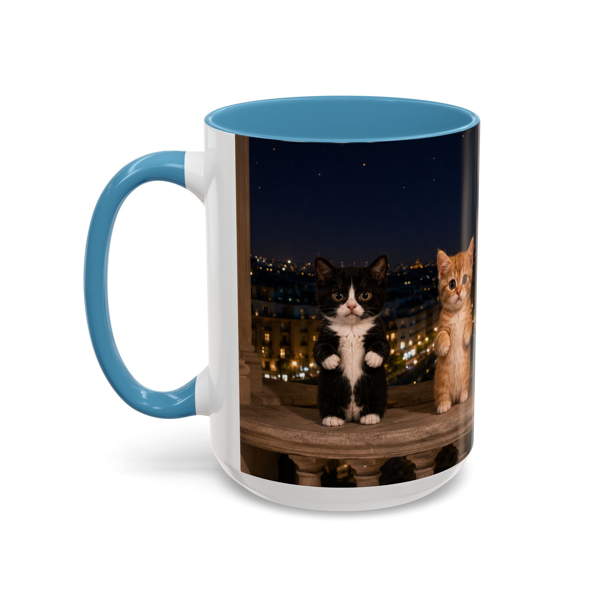Paris Kittens Coffee Mug — Cute Cat Nightscape Accent Mug (11/15 oz)