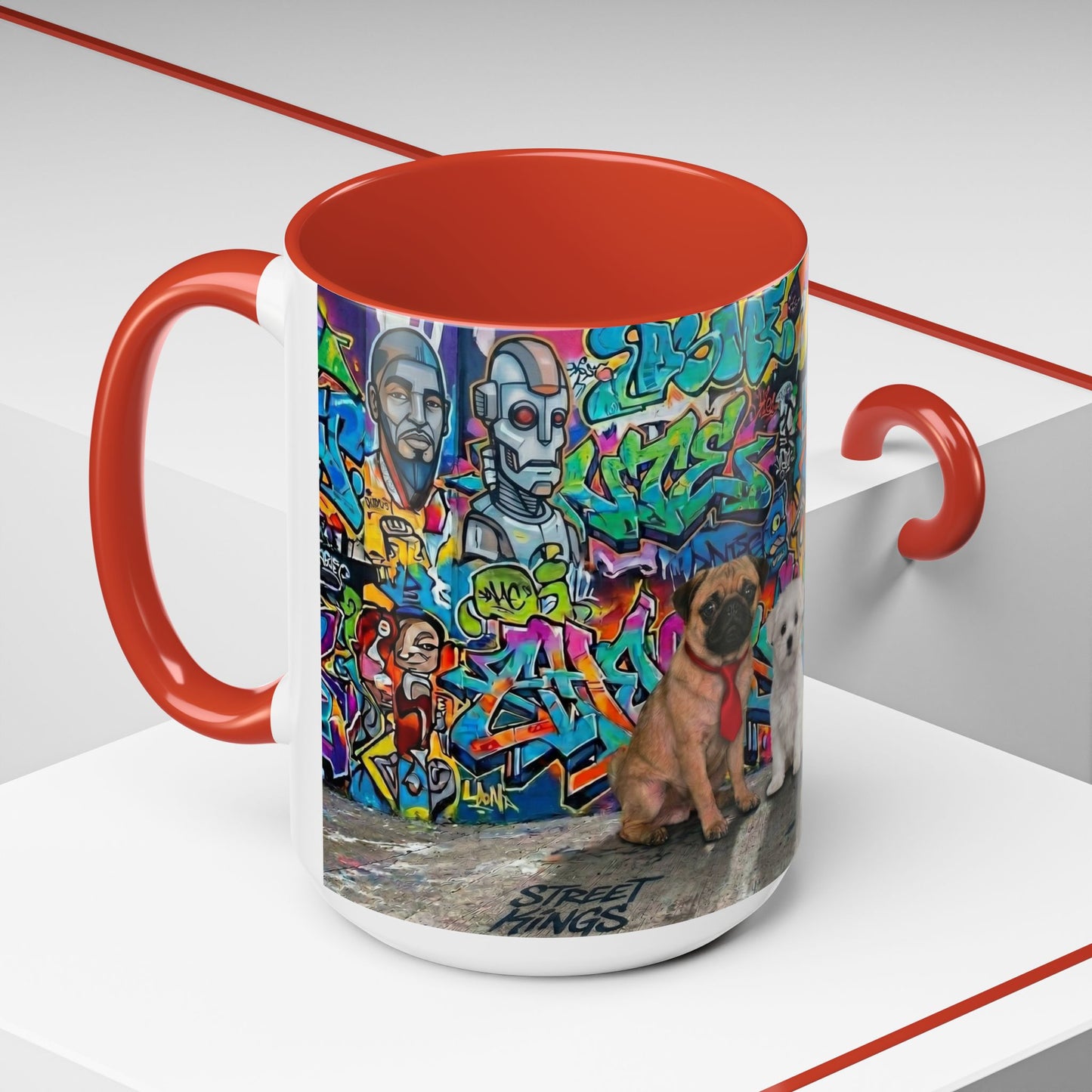 Graffiti Pets Coffee Mug — Colorful Street Art Dog & Cat Accent Mug (11/15oz)