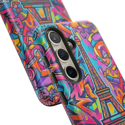 Cat Graffiti Eiffel Phone Case — Colorful Urban Parisian iPhone Cover