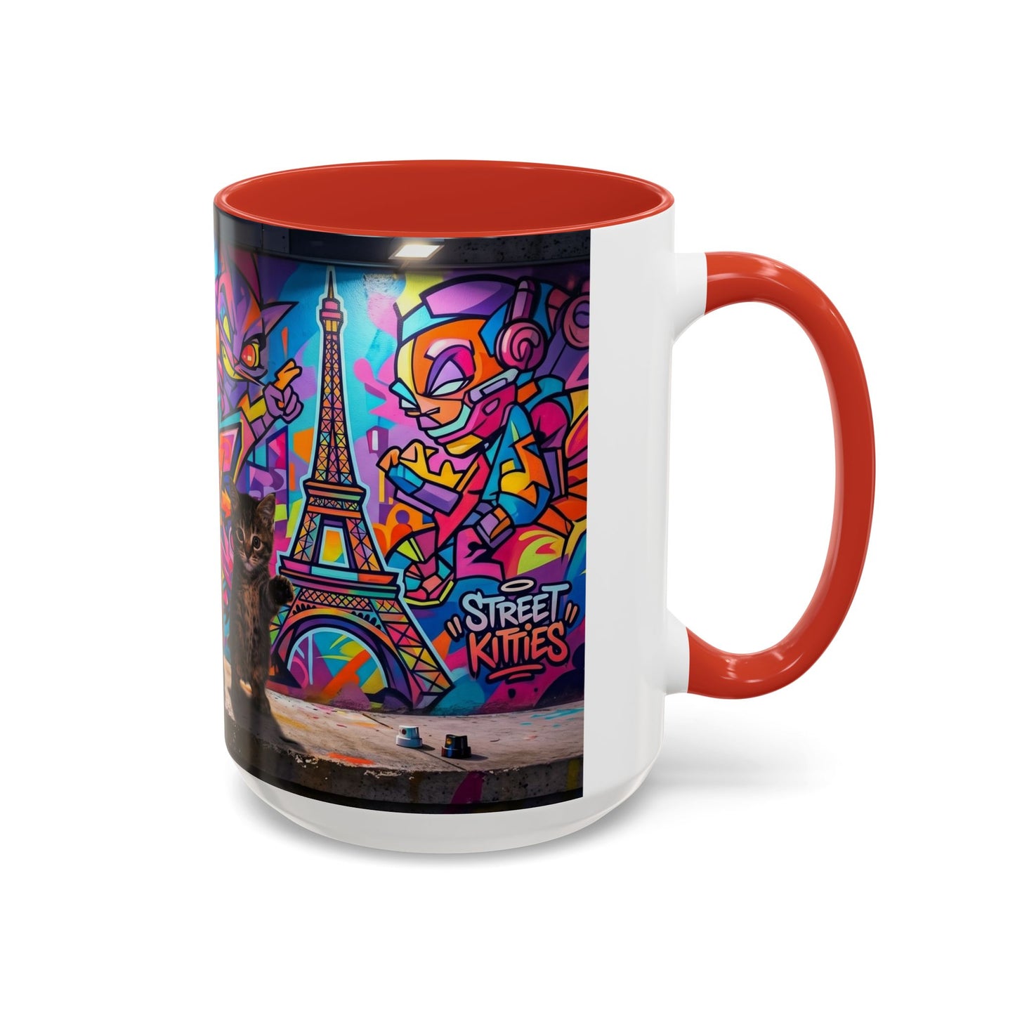 Street Kitties Graffiti Coffee Mug — Colorful Cat Art Accent Mug (11/15oz)
