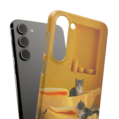 Cat Cozy Phone Case – Cute Kittens in Yellow Living Room Snap Case