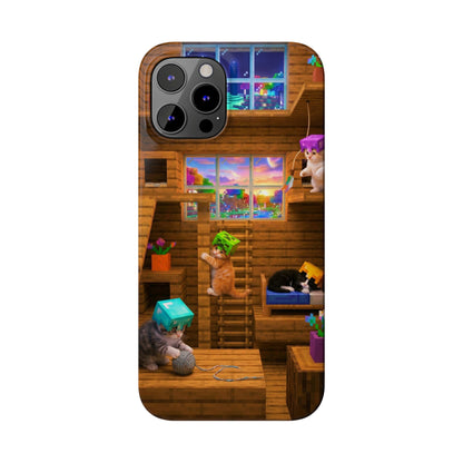 Minecraft Cozy Treehouse Slim Phone Case — Gamer Pixel Cabin Design