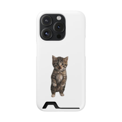 Cute Standing Kitten Phone Case with Card Holder