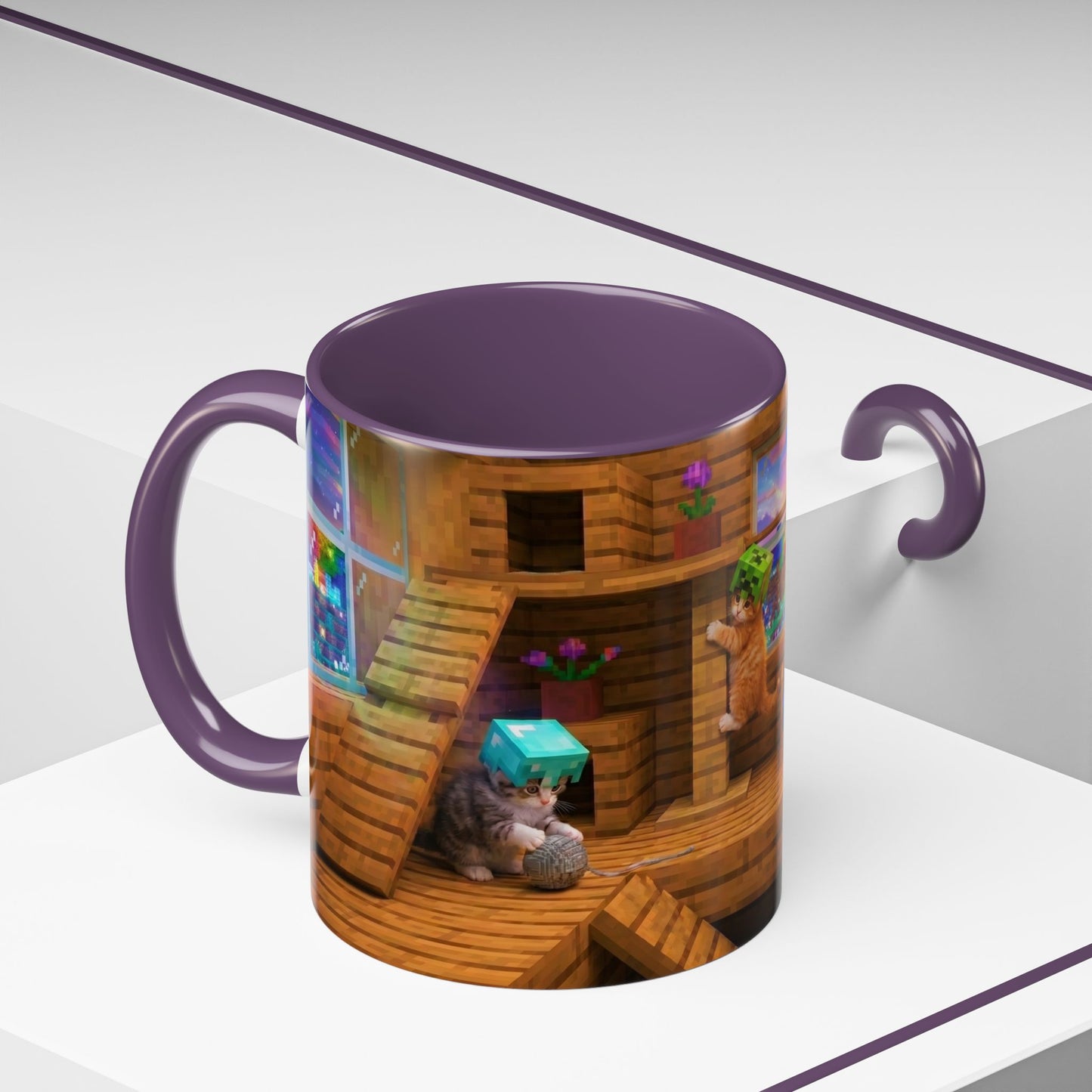 Cozy Cat Tree Accent Coffee Mug — Cute Kitten Window Scene (11/15 oz)