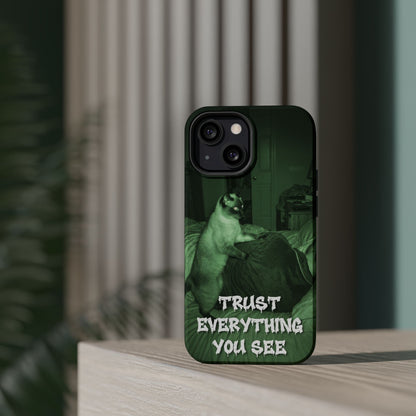 Phone Case 'Trust Everything You See' Green Dog Photo Magnetic Impact-Resistant Case