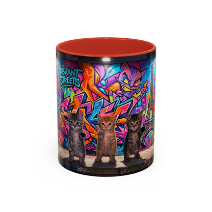 Street Kitties Graffiti Coffee Mug — Colorful Cat Art Accent Mug (11/15oz)
