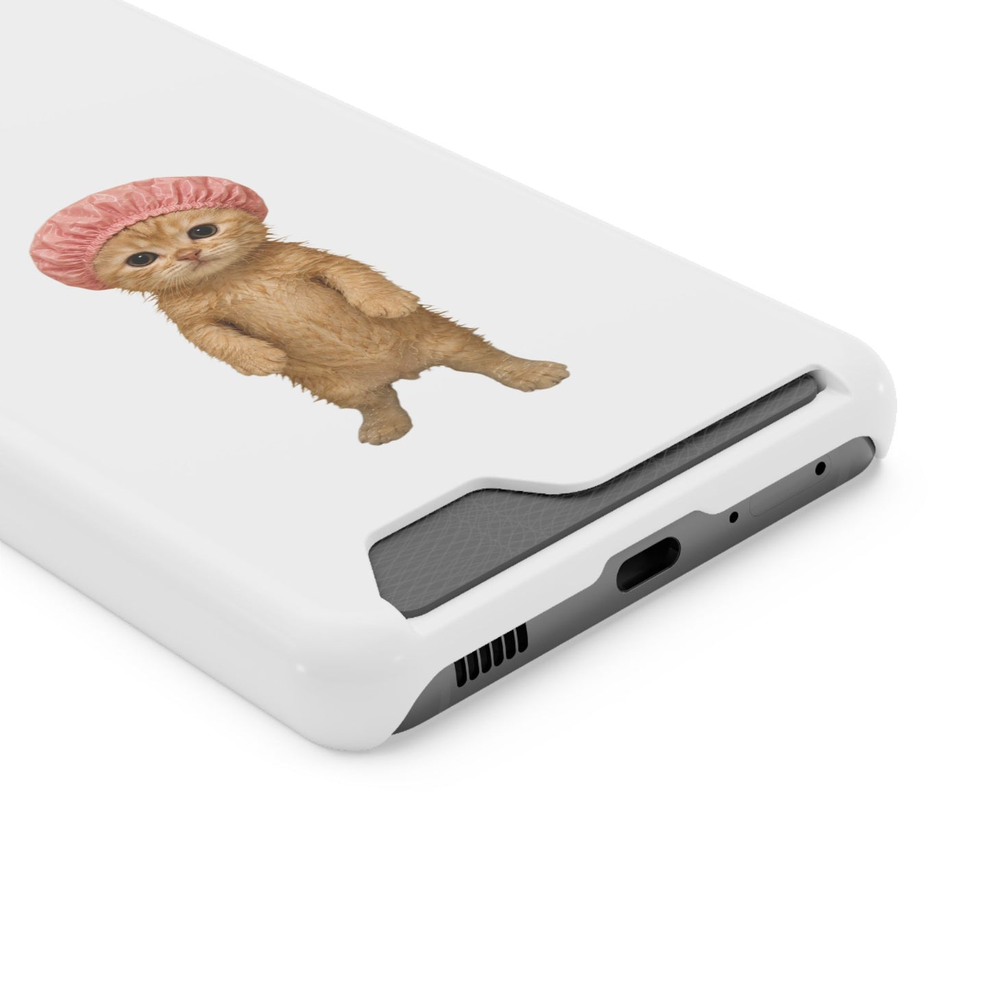 Cute Cat Shower Cap Phone Card Case
