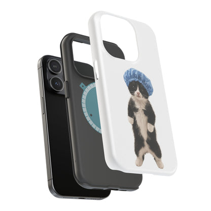 Cute Cat in Shower Cap Magnetic Impact-Resistant Phone Case