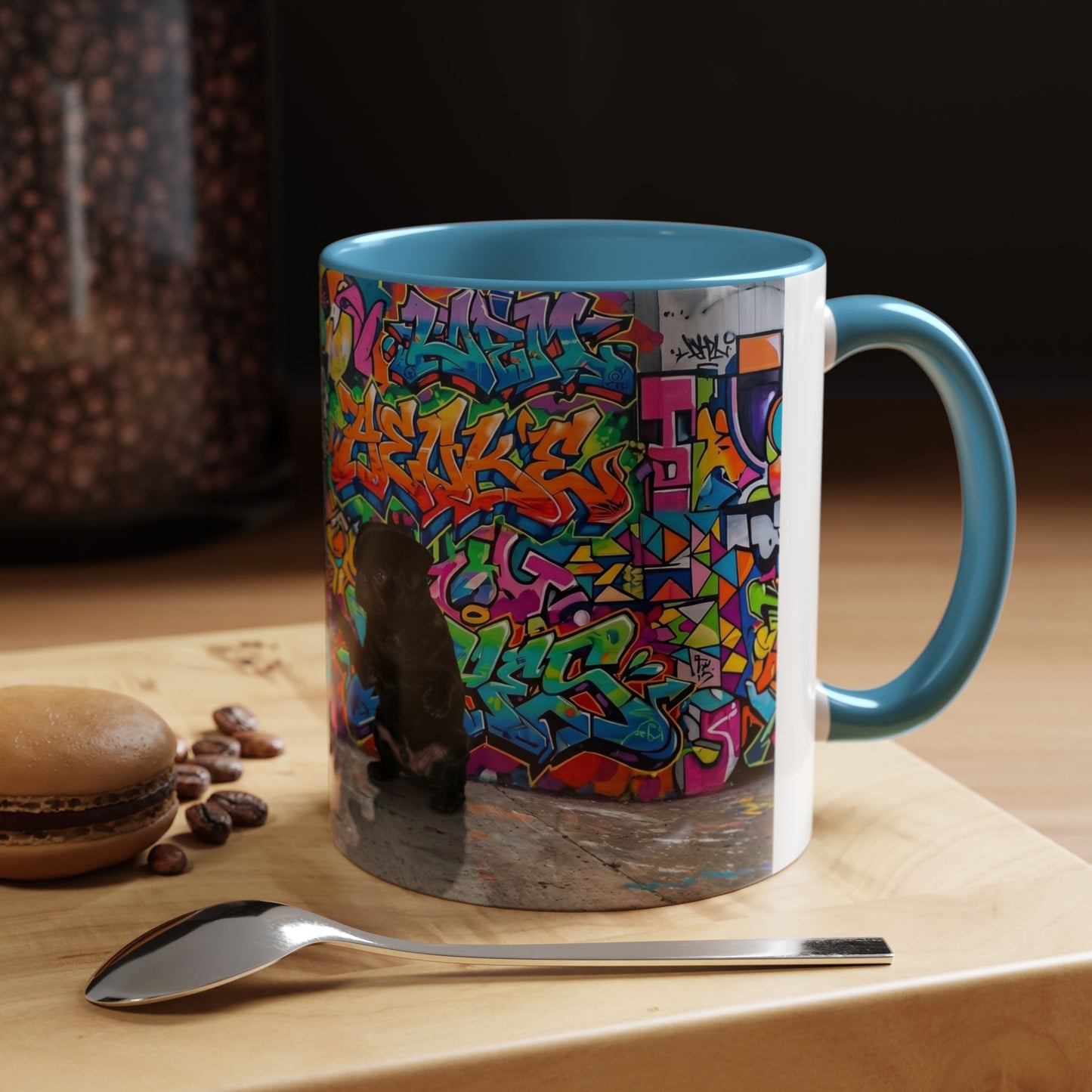 Graffiti Pug Coffee Mug — Colorful Street Art Accent Mug (11/15oz)