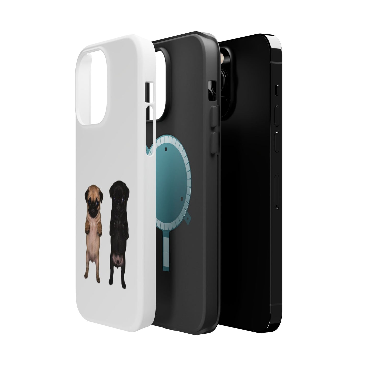 Cute Standing Pug Duo Magnetic Impact-Resistant Phone Case