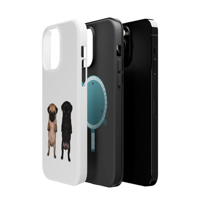 Cute Standing Pug Duo Magnetic Impact-Resistant Phone Case