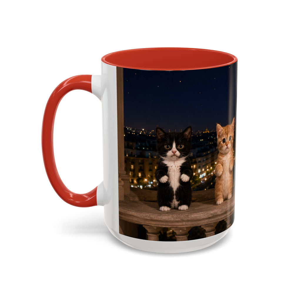 Paris Kittens Coffee Mug — Cute Cat Nightscape Accent Mug (11/15 oz)