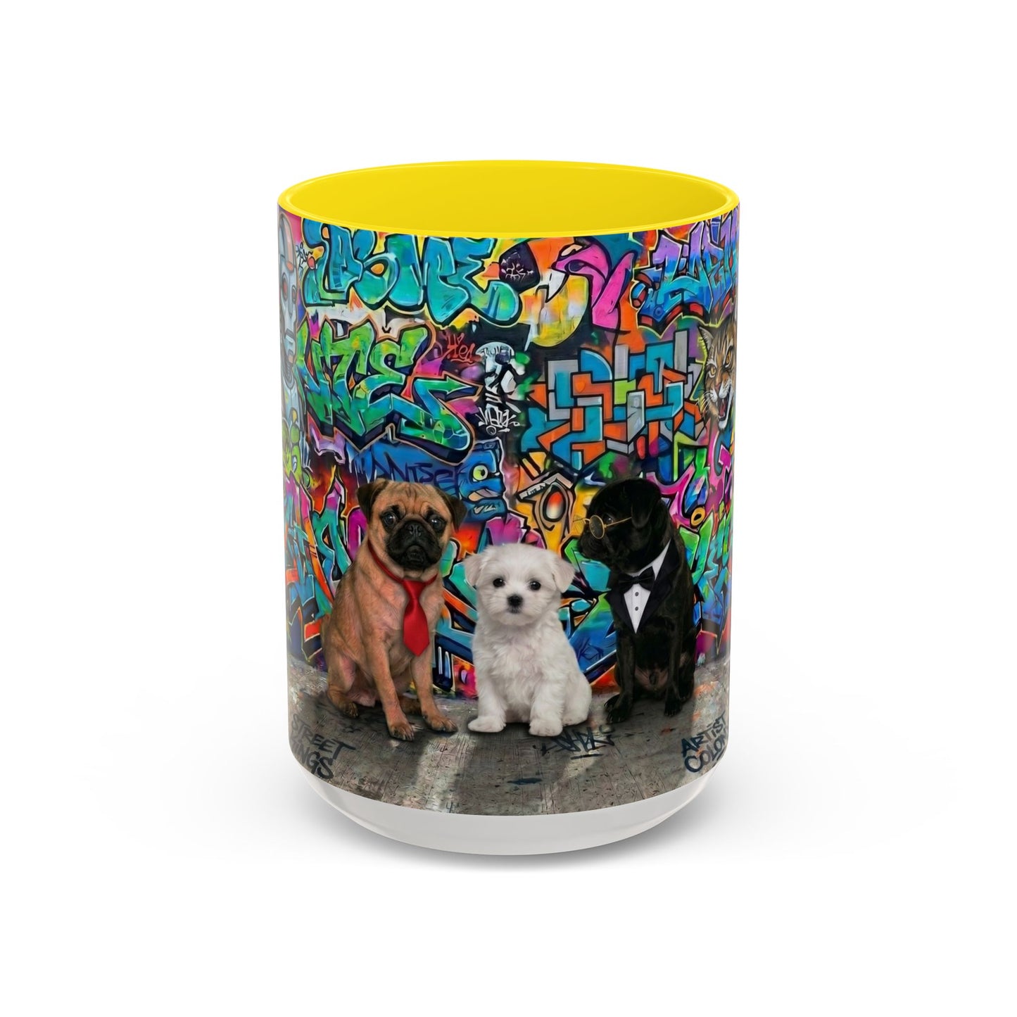 Graffiti Pets Coffee Mug — Colorful Street Art Dog & Cat Accent Mug (11/15oz)