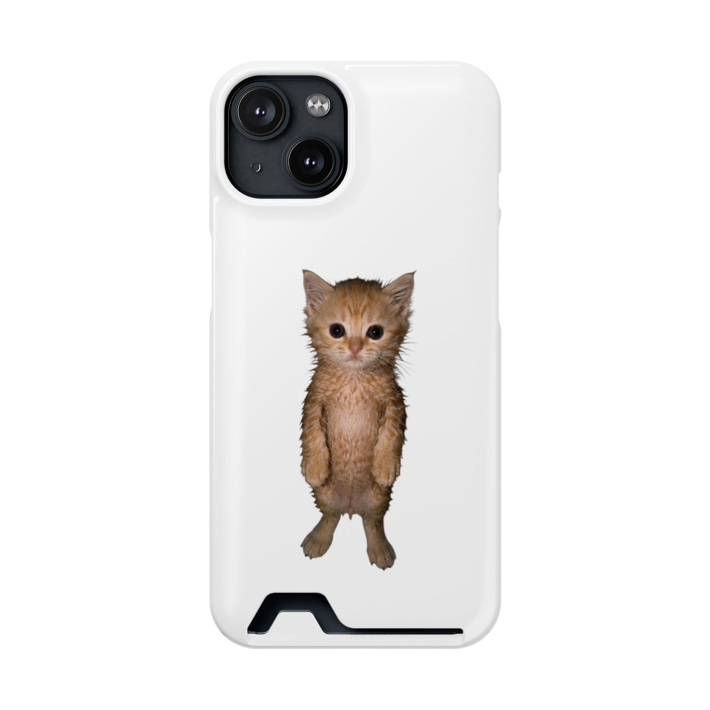 Cute Standing Kitten Phone Case with Card Holder
