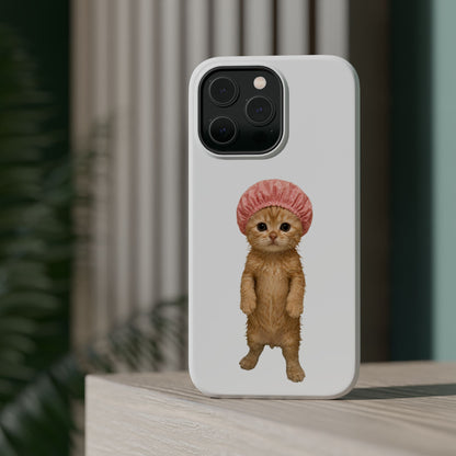 Cute Kitten in Shower Cap Magnetic Impact-Resistant Phone Case