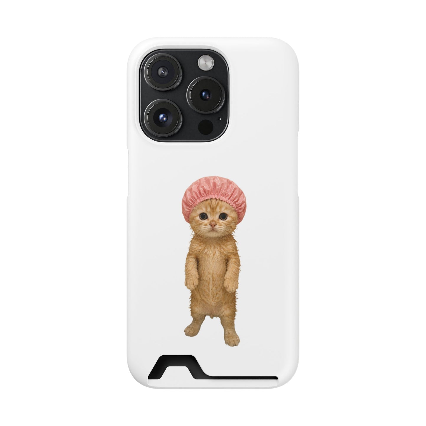 Cute Cat Shower Cap Phone Card Case