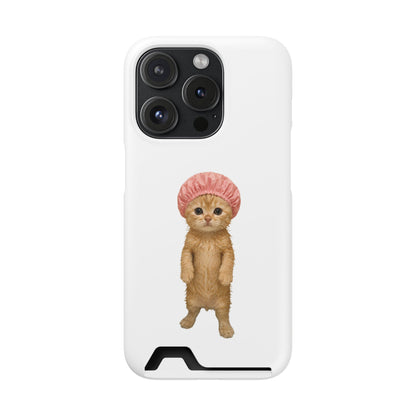 Cute Cat Shower Cap Phone Card Case