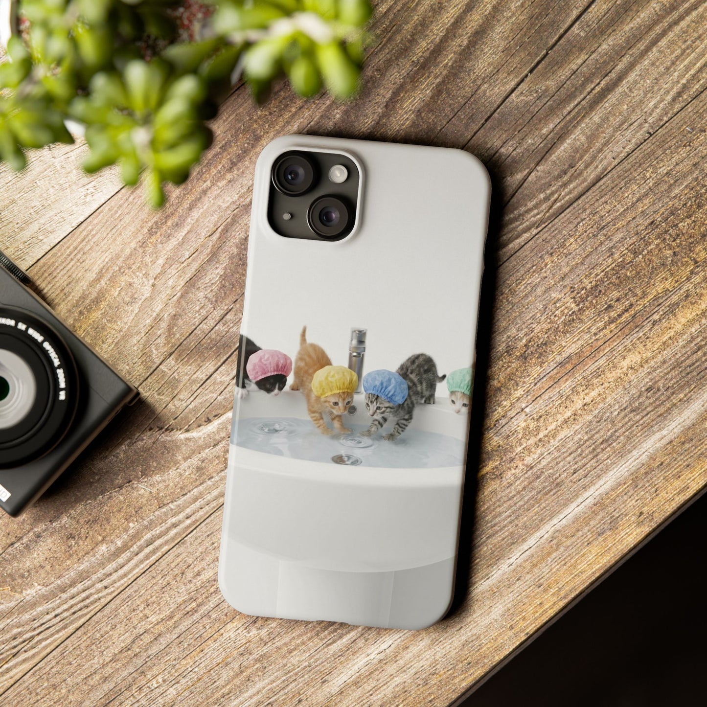Slim Phone Case — Cute Kittens in Bathtub Design