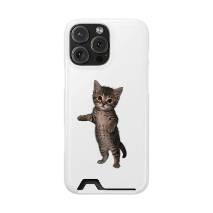Cute Standing Kitten Phone Case with Card Holder