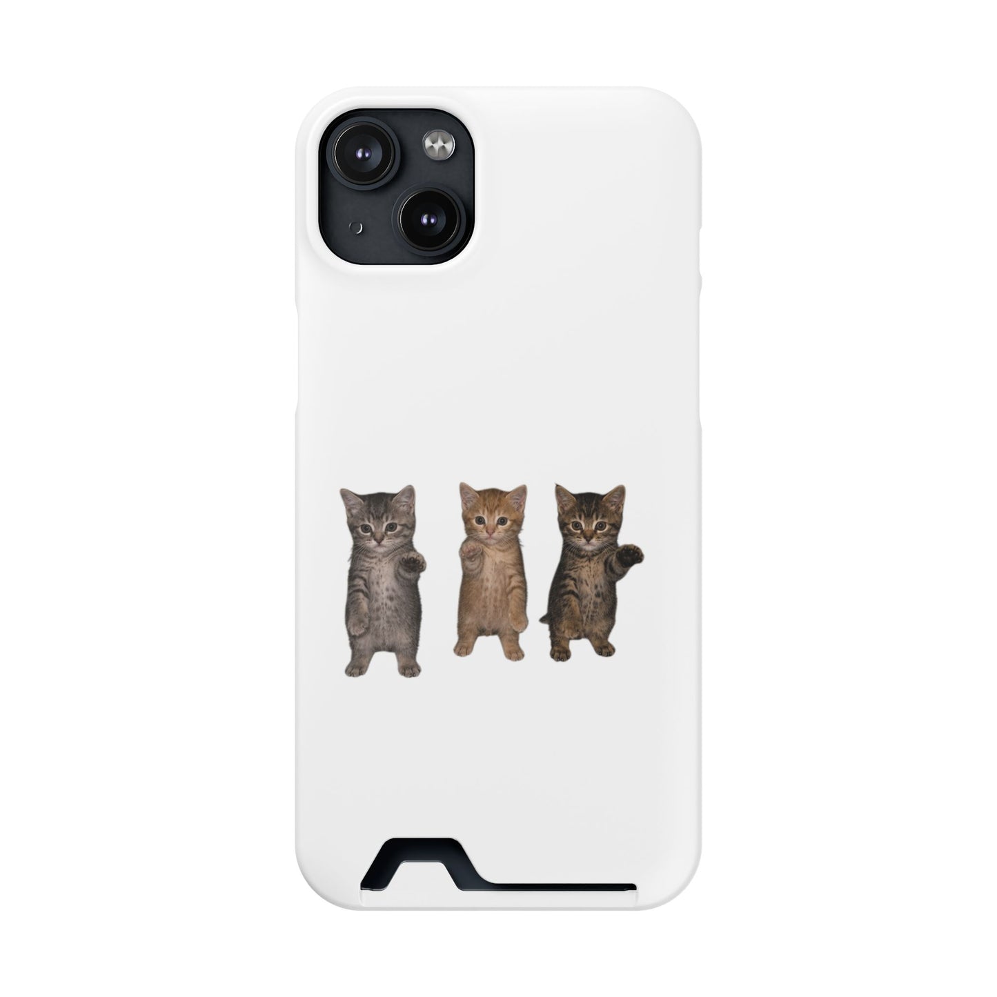 Cute Trio Kittens Phone Case with Card Holder