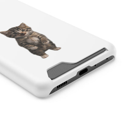 Cute Standing Kitten Phone Case with Card Holder