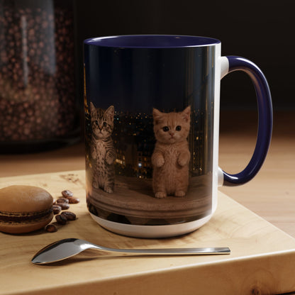 Paris Kittens Coffee Mug — Cute Cat Nightscape Accent Mug (11/15 oz)