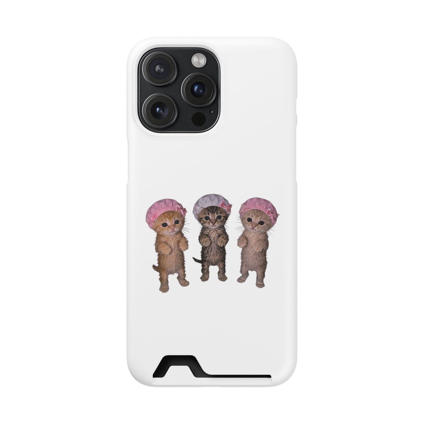 Cute Three Kittens Phone Case with Card Holder