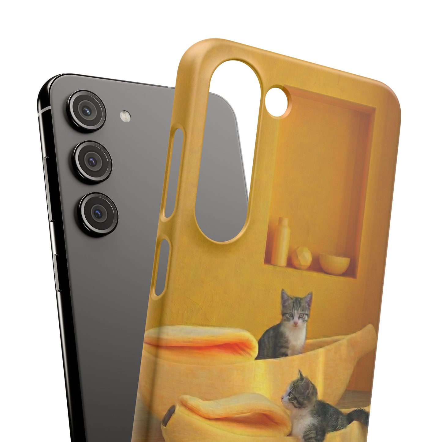 Cat Cozy Phone Case – Cute Kittens in Yellow Living Room Snap Case