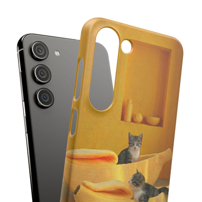 Cat Cozy Phone Case – Cute Kittens in Yellow Living Room Snap Case