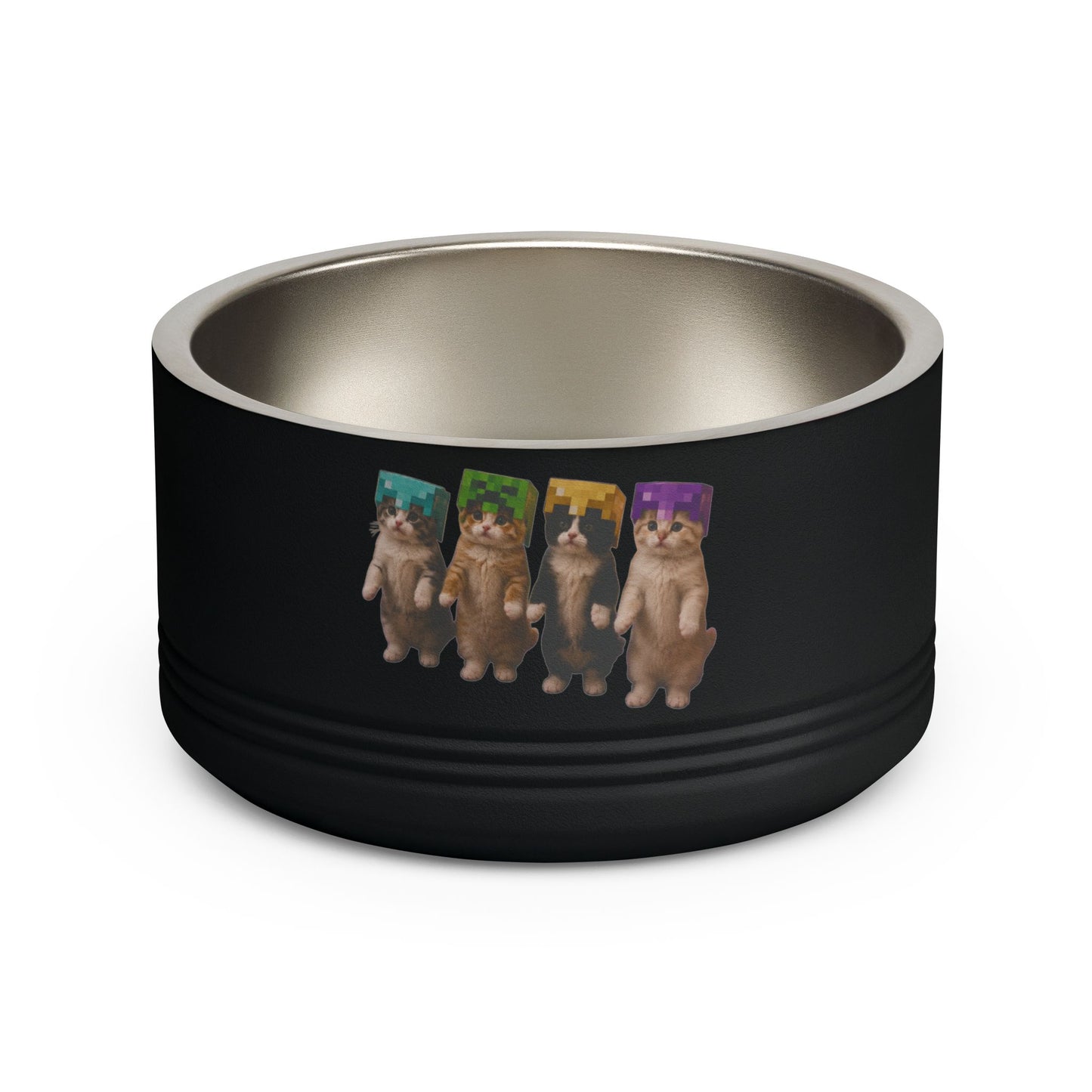 Cute Dancing Kittens Minecraft Helmet Stainless Pet Bowl (18 oz)