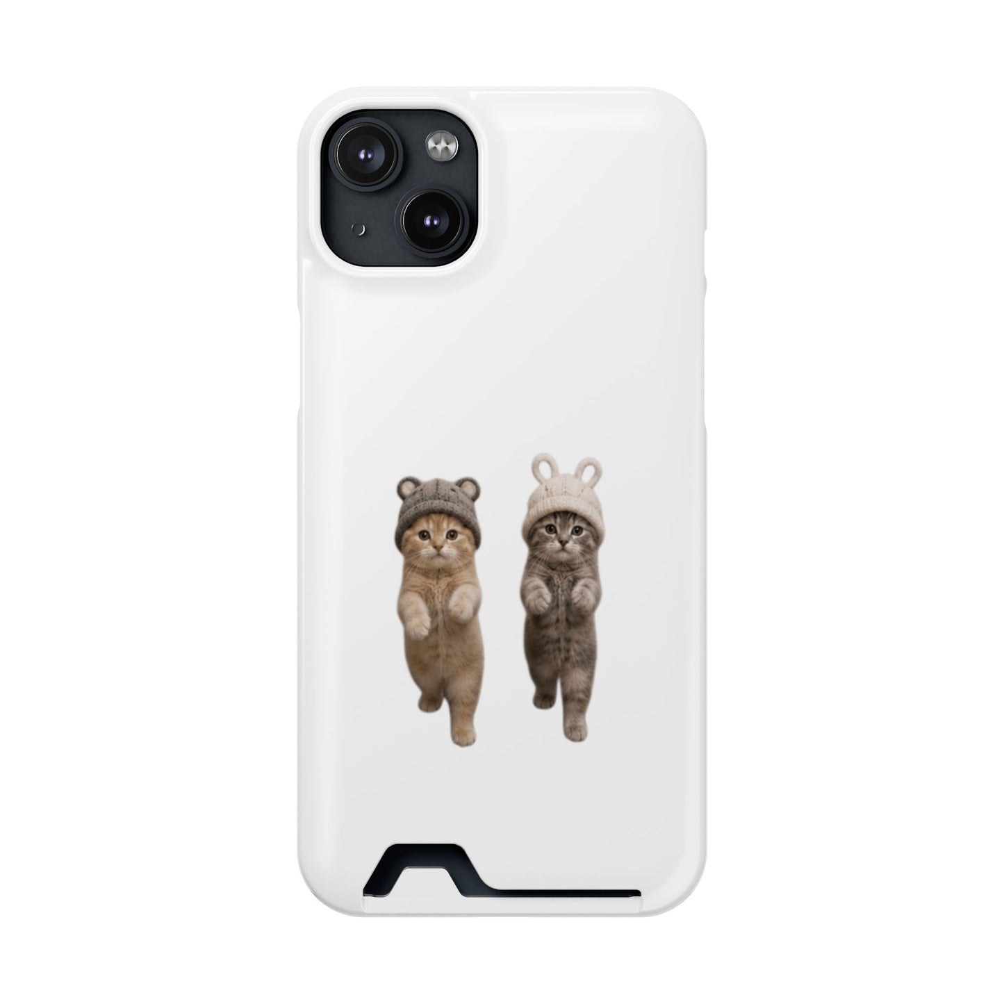 Kawaii Cats with Bear & Bunny  Cute Cat Duo Phone Card Case