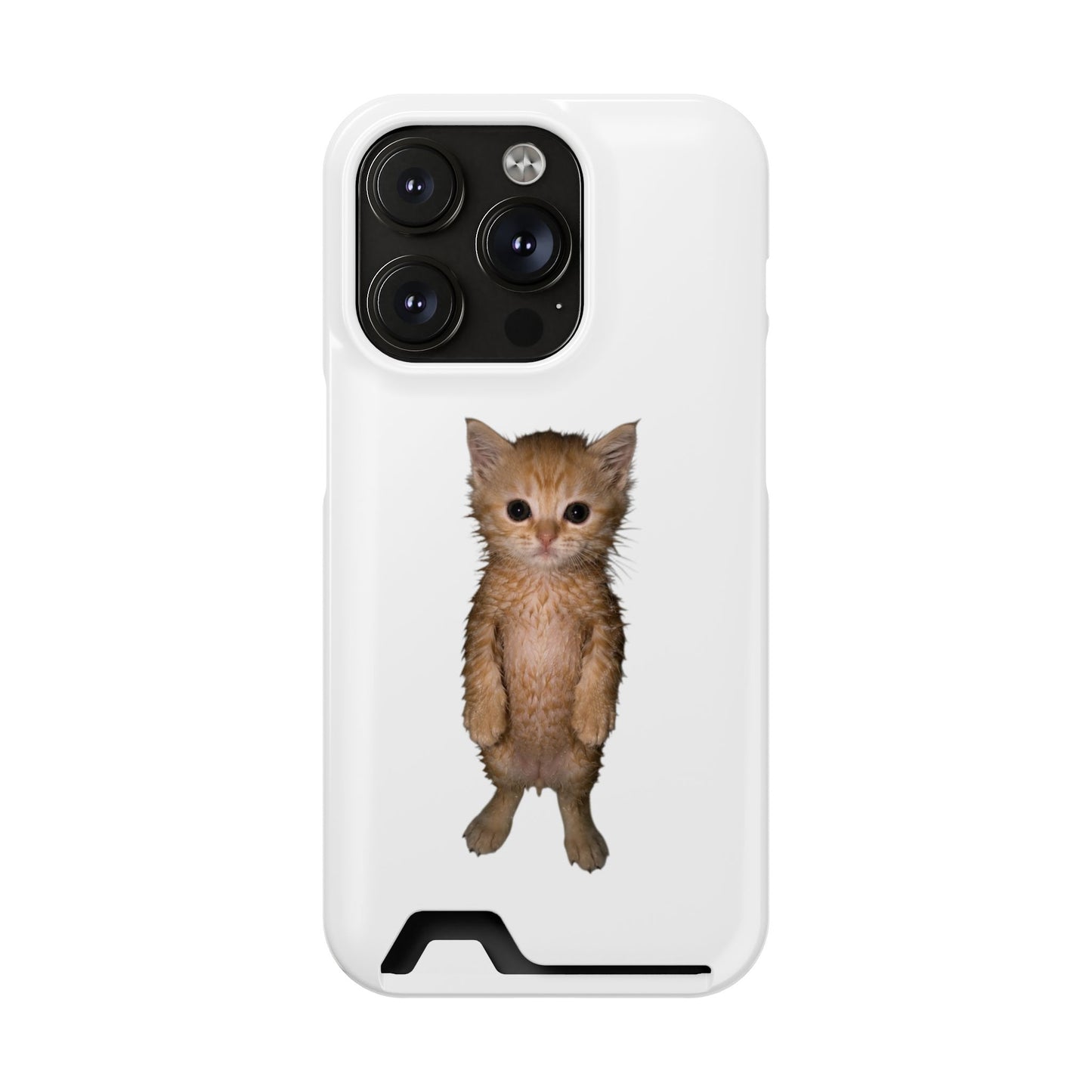 Cute Standing Kitten Phone Case with Card Holder