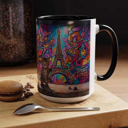 Street Kitties Graffiti Coffee Mug — Colorful Cat Art Accent Mug (11/15oz)
