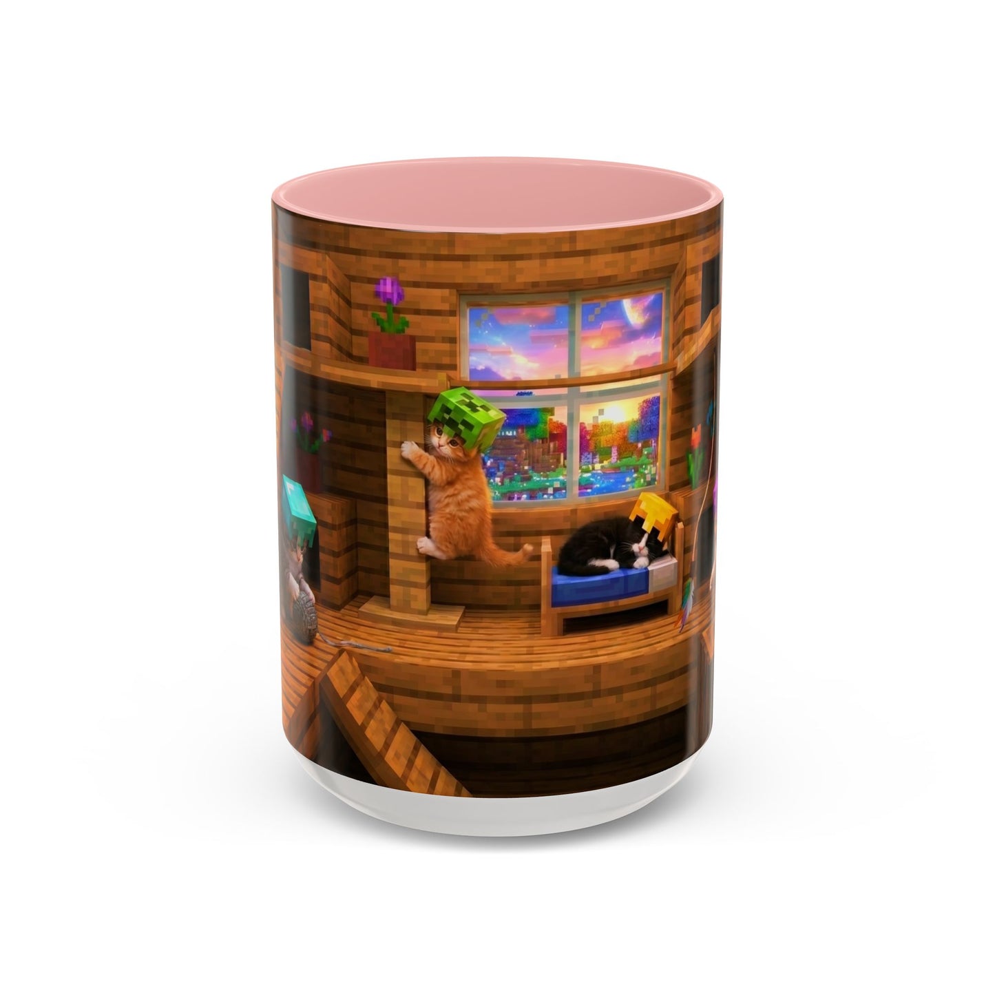 Cozy Cat Tree Accent Coffee Mug — Cute Kitten Window Scene (11/15 oz)