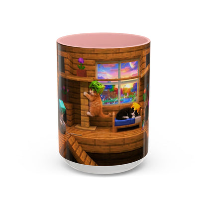 Cozy Cat Tree Accent Coffee Mug — Cute Kitten Window Scene (11/15 oz)
